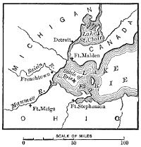 Map of Lake Erie, showing the location of the Battle of Lake Erie