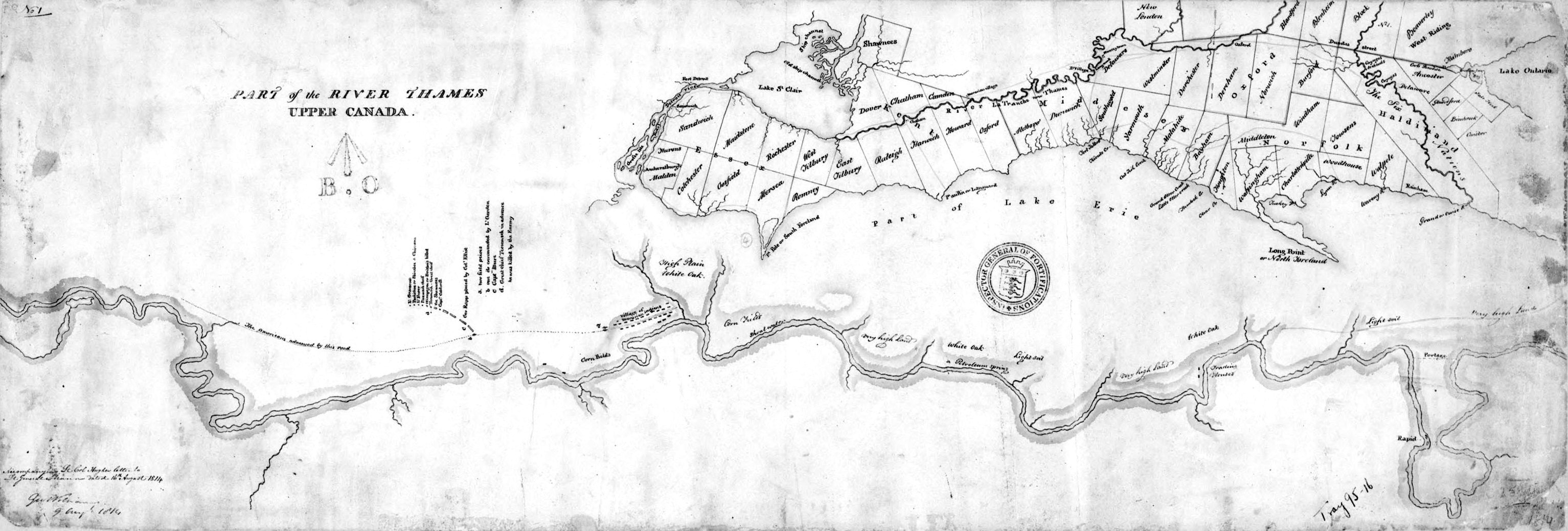 [A map of the Thames River, drawn by George Williams, August 9, 1814]