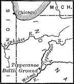 [Map showing the location of the Battle of Tippecanoe]